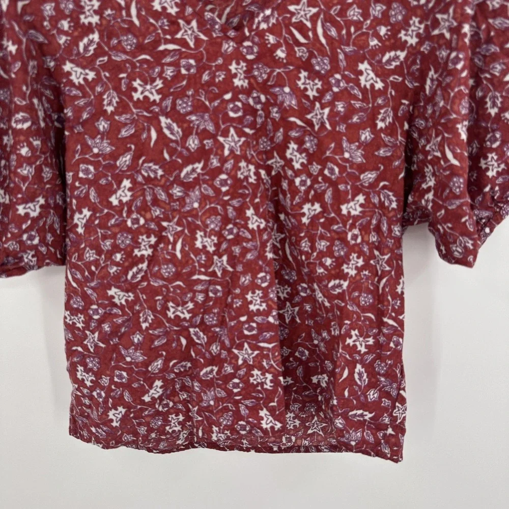 Madewell Shirt Womens XXS Floral Puff‎ Sleeve Boho Top Lightweight Blouse